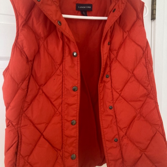 Orange Lands End Puffy Button up Vest - size small - Picture 7 of 7
